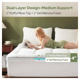 $95 BEDLORE 4-Inch Memory Foam Mattress Topper Twin XL, 2-in-1