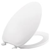 Bemis Plastic Toilet Seat, Elongated, 18-7/16" Bolt to Seat Front