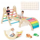 $200 Pikler Triangle Set with Cushion - Climbing Toy, 9 Ways
