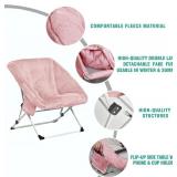 $80 SUNNYFEEL Comfy Folding Saucer Chair All-Season, Faux Fur, Pink