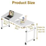 $120 Overbed Desk with Wheels, Adjustable Height & Tiltable Tabletop