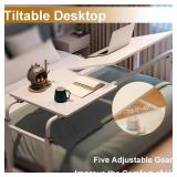 $120 Overbed Desk with Wheels, Adjustable Height & Tiltable Tabletop