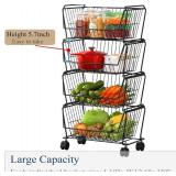 $63 PUSDON 4-Tier Stackable Storage Baskets, Anti-Rust Rack, Black