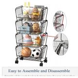 $63 PUSDON 4-Tier Stackable Storage Baskets, Anti-Rust Rack, Black