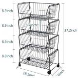 $63 PUSDON 4-Tier Stackable Storage Baskets, Anti-Rust Rack, Black
