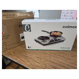 $73 CUSIMAX 1800W Double Burner Electric Hot Plate, Cast Iron, BLACK in Col