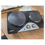 $73 CUSIMAX 1800W Double Burner Electric Hot Plate, Cast Iron, BLACK in Col
