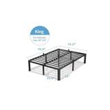 16 Inch King Size Bed Frame, 3500Lbs Heavy Duty Metal Platform with Round C