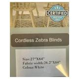 $53 Persilux Cordless Zebra Blinds 27x64 White Free-Stop Day & Night
