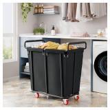 $72 Laundry Hamper with Wheels, 360L Rolling Basket, 95.1 Gal