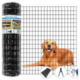 $80 Welded Wire Fence 50ft x 48in, PVC Coated 16GA Mesh, Black