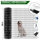 $80 Welded Wire Fence 50ft x 48in, PVC Coated 16GA Mesh, Black