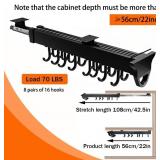 $68 Pull-Out Pot Rack 22" Organizer with 16 Hooks, Aluminum Alloy