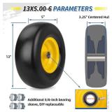 $83 Flat Free Lawn Mower Tire & Wheel, Bearing Bore 3/4"/5/8", 2-pcs