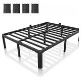 $68 14-Inch Metal Bed Frame, Queen, Heavy-Duty Platform, Round Legs