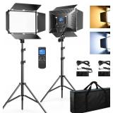 $230 D50 2-Pack 15.4" LED Video Light with Barn Door, NO Remote, 45W