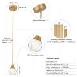 $96 2-Pendant Lights for Kitchen Island - Painted Gold Globe Pendant