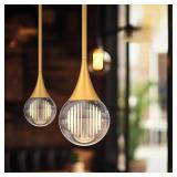 $96 2-Pendant Lights for Kitchen Island - Painted Gold Globe Pendant