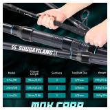 Sougayilang Spinning Rod, 3pc Carbon Catfish Rod, 10ft