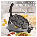 $51 ARC Tortilla Press 10.4" Cast Iron Tortilla Maker, Black/Gray
