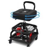 $116 Rolling Shop Stool with Wheels, Adjustable Height, 330 LBS, Black