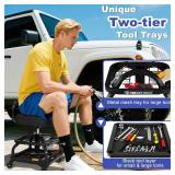 $116 Rolling Shop Stool with Wheels, Adjustable Height, 330 LBS, Black