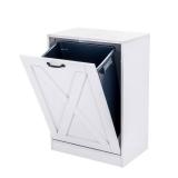 $100 13 Gallons Tilt-Out Trash Can Cabinet, Free-Standing Bin White