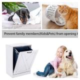 $100 13 Gallons Tilt-Out Trash Can Cabinet, Free-Standing Bin White