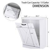 $100 13 Gallons Tilt-Out Trash Can Cabinet, Free-Standing Bin White
