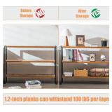 $133 3-Tier Horizontal Bookshelf, Industrial Book Shelf, Rustic Brown