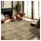 $189 Area Rug 10x14 Washable Brown Vintage Distressed Indoor Carpet