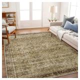 $189 Area Rug 10x14 Washable Brown Vintage Distressed Indoor Carpet
