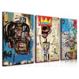 $59 3 Pcs Street Art Blue Graffiti Wall Decor Paintings Canvas