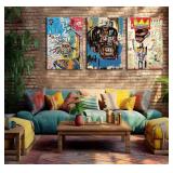 $59 3 Pcs Street Art Blue Graffiti Wall Decor Paintings Canvas