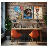 $59 3 Pcs Street Art Blue Graffiti Wall Decor Paintings Canvas