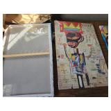 $59 3 Pcs Street Art Blue Graffiti Wall Decor Paintings Canvas