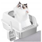 Prodigen Stainless Steel Cat Litter Box with Lid, 19.6x14x12 in