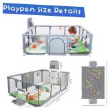 $95 Upgraded Playpen with Thick Foldable Mat, Balls, 4 Rings