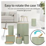 CERBIOR 6pc Bamboo Bath Set: Soap Dispenser, Holder, Cup, Dish