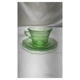 Green Depression Glass Serving Plate