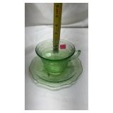 Green Depression Glass Serving Plate