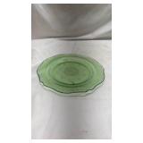 Depression Glass Green Dinner Plate with Uranium Glow