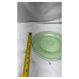 Depression Glass Green Dinner Plate with Uranium Glow