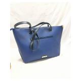 Navy Blue Designer Handbag with Gold Chain