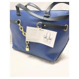 Navy Blue Designer Handbag with Gold Chain
