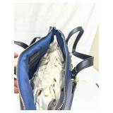 Navy Blue Designer Handbag with Gold Chain
