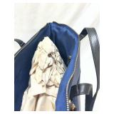 Navy Blue Designer Handbag with Gold Chain