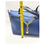 Navy Blue Designer Handbag with Gold Chain
