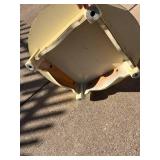 Mid-Century Round Cream Side Table with Gold Trim