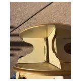 Mid-Century Round Cream Side Table with Gold Trim